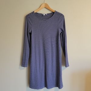 PopSugar Long Sleeve Blue and White Striped Dress, Small